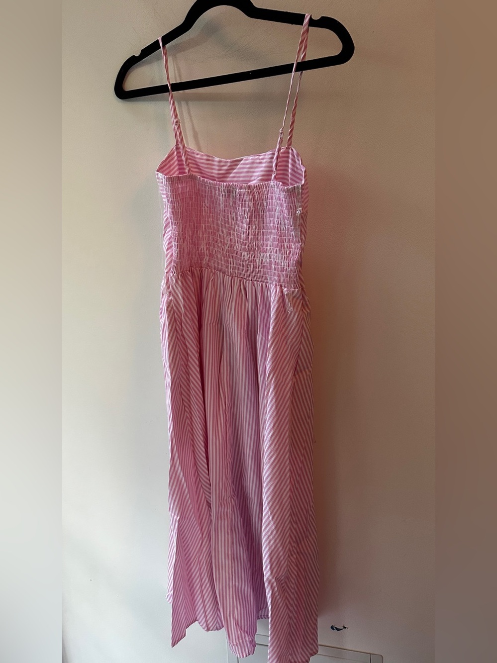 HYFVE Pink White Stripe Smocked Midi Dress Size S/M/L | P2P 14-16 - Picture 5 of 7